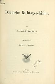Front cover of Deutsche Rechtsgeschichte by Brunner, Heinrich