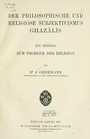 Front cover of Der philosophische und religiöse subjektivismus Ghazālīs by Julian Obermann