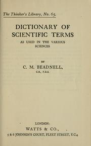 Cover of Dictionary of scientific terms by Charles Marsh Beadnell