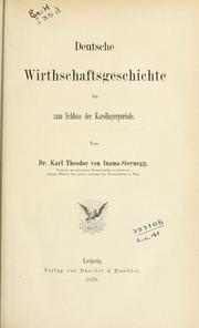 Front cover of Deutsche Wirthschaftsgeschichte by Karl Theodor von Inama-Sternegg