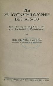 Front cover of Die Religionsphilosophie des Als-ob by Heinrich Scholz