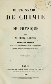 Cover of Dictionnaire de chimie et de physique by Jean Chrétien Ferdinand Hoefer