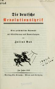 Cover of Die deutsche Revolutionslyrik by Julius Bab