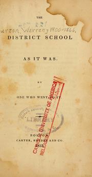 Cover of The district school as it was by Warren Burton