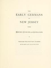 Front cover of The early Germans of New Jersey by Theodore Frelinghuysen Chambers