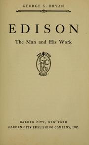 Cover of Edison by George Sands Bryan