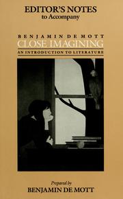 Front cover of Editor's notes to accompany Close imagining, an introduction to literature by Benjamin DeMott