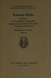Front cover of Edmund Burke On Taste, On the Sublime and Beautiful, Reflections on the French Revolution and A Letter to a Noble Lord by Unknown