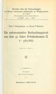 Cover of Ein astronomischer Beobachtungstext aus dem 37. Jahre Nebukadnezars II. (-567/66) by Paul Victor Neugebauer