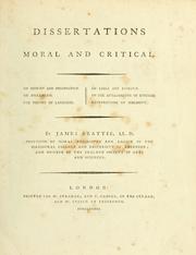 Cover of Dissertations moral and critical by James Beattie