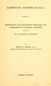 Front cover of Elementary economics manual by Thomas Klingenberg Urdahl