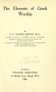Front cover of The elements of Greek worship by Solomon Charles Kaines Smith