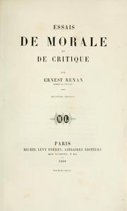 Front cover of Essais de morale et de critique by Ernest Renan