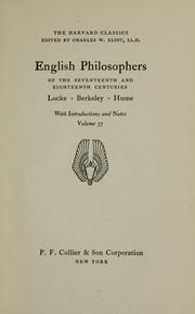 Front cover of English philosophers of the seventeenth and eighteenth centuries by Unknown