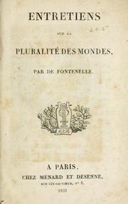 Cover of Entretiens sur la pluralité des mondes by Bernard Le Bovier de Fontenelle