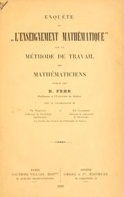 Front cover of Enquête de l'Enseignement mathématique sur la mt́hode de travail des mathématiciens by Henri Fehr