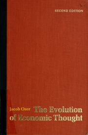 Cover of The evolution of economic thought by Jacob Oser