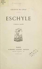 Cover of Eschyle by Aeschylus