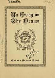 Front cover of An essay on the drama by Osborn Rennie Lamb