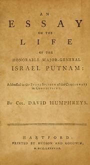 Front cover of An essay on the life of the Honorable Major-General Israel Putnam by Humphreys, David
