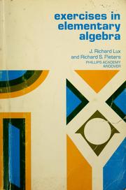 Cover of Exercises in elementary algebra by J. Richard Lux