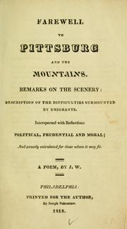 Front cover of Farewell to Pittsburg and the mountains by John Wrenshall