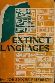 Cover of Extinct languages by Johannes Friedrich