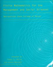 Front cover of Finite mathematics for the management and social sciences by Thomas E. Kelley