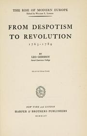 Cover of From despotism to revolution, 1763-1789 by Leo Gershoy