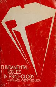 Front cover of Fundamental issues in psychology by Michael Wertheimer