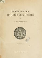 Cover of Frankfurter Handelsgeschichte by Alexander Dietz