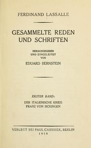 Cover of Gesammelte Reden und Schriften by Ferdinand Lassalle