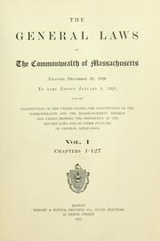Cover of Laws, etc. (Compiled statutes : 1921) by Massachusetts