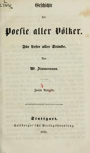 Front cover of Geschichte der Poesie aller Völker by Zimmermann, Wilhelm