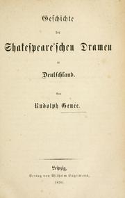 Front cover of Geschichte der Shakespeare'schen Dramen in Deutschland by Rudolf Genée