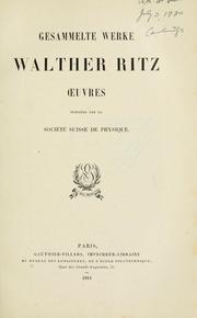Front cover of Gesammelte Werke = Oeuvres by Walther Ritz