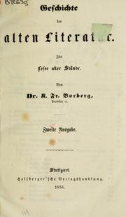 Front cover of Geschichte der alten Literatur by K.Fr Borberg