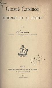 Front cover of Giosuè Carducci by Alfred Jeanroy