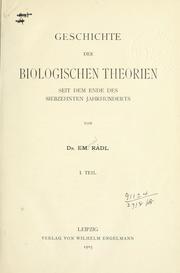 Cover of Geschichte der biologischen Theorien seit dem Ende des siebzehnten Jahrhunderts by Emanuel Rádl