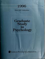Cover of Graduate study in psychology. by Unknown