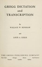 Front cover of Gregg dictation and transcription by Wallace W. Renshaw