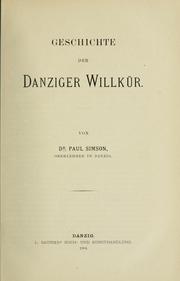 Cover of Geschichte der Danziger Willkür by Simson, Paul