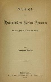 Front cover of Geschichte der revolutionären Pariser Kommune in den Jahren 1789 bis 1794 by Becker, Bernhard