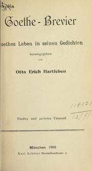 Front cover of Goethe-Brevier by Johann Wolfgang von Goethe