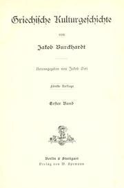 Front cover of Griechische Kulturgeschichte by Jacob Burckhardt