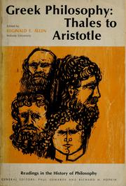 Front cover of Greek philosophy, Thales to Aristotle by Reginald E. Allen