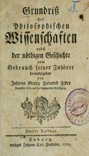 Front cover of Grundriss der philosophischen Wissenschaften nebst der nöthigen Geschichte zum Gebrauch seiner Zuhörer by Johann Georg Heinrich Feder