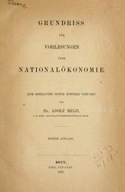 Front cover of Grundriss für Vorlesungen über Nationalökonomie by Adolf Held
