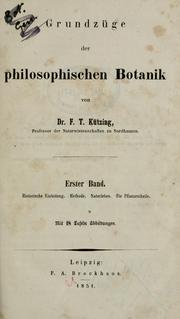 Front cover of Grundzüge der philosophischen Botanik by Friedrich Traugott Kützing