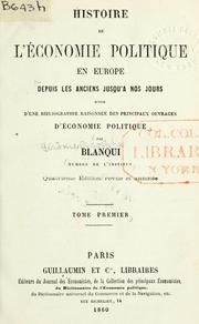 Cover of Histoire de l'économie politique en Europe depuis les anciens jusqu'a nos jours by Jérôme-Adolphe Blanqui